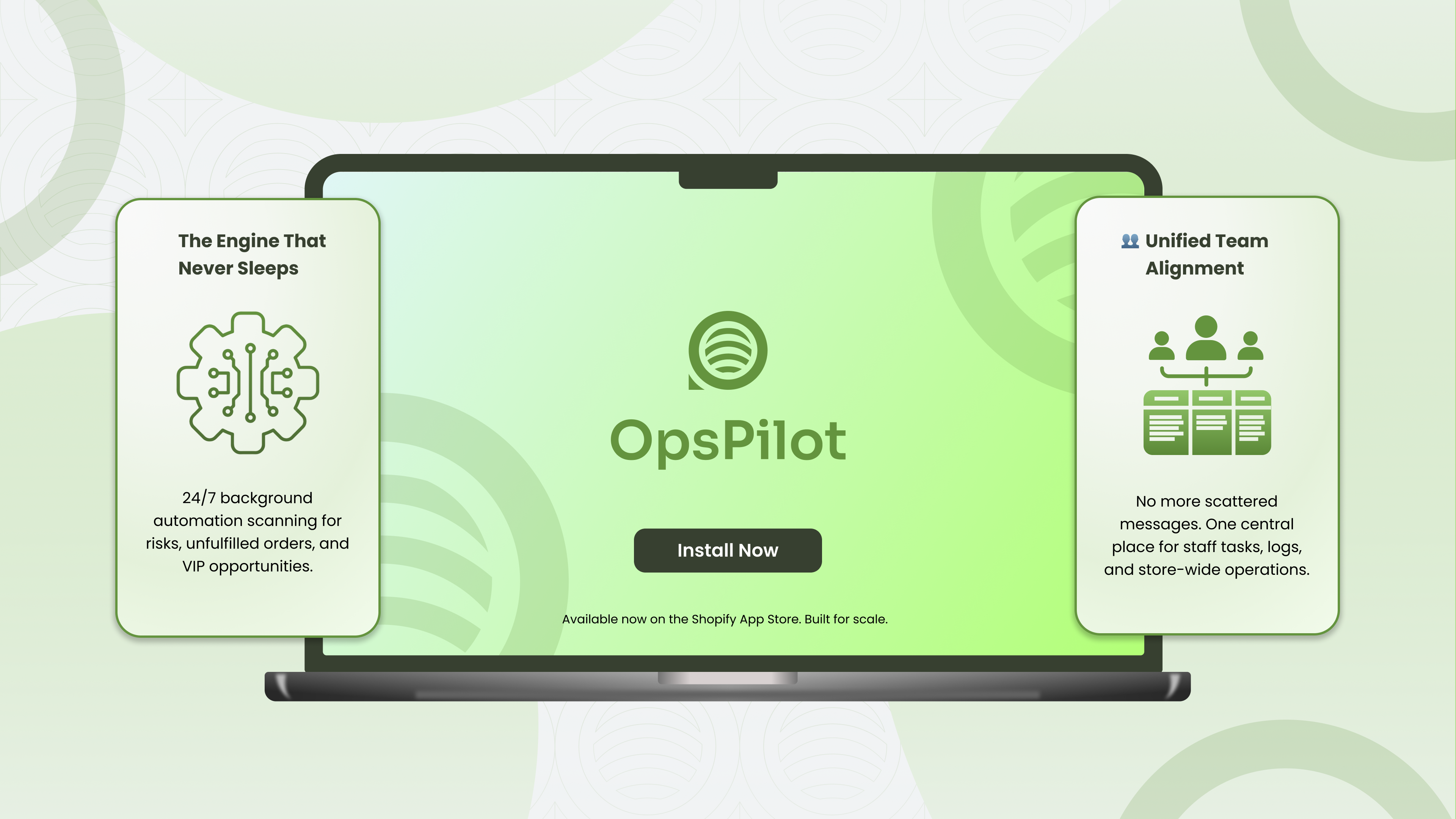 Install OpsPilot on Shopify Available now on the Shopify App Store